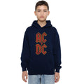 Navy - Front - AC-DC Childrens-Kids Logo Stack Pull Over Hoodie