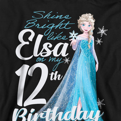 Athletic Heather - Back - Frozen Childrens-Kids Bright Like Elsa Heather 12th Birthday Pullover Hoodie