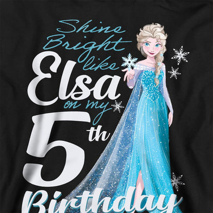 Navy - Back - Frozen Childrens-Kids Bright Like Elsa 5th Birthday Pullover Hoodie