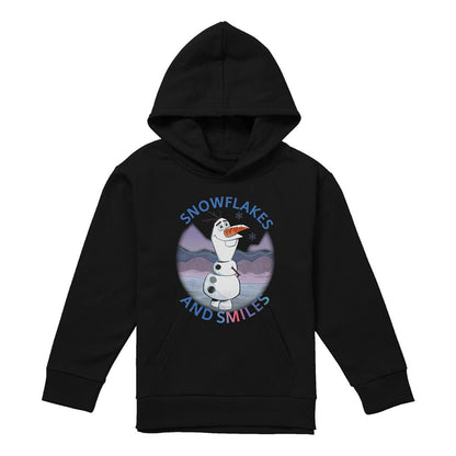 Black - Front - Frozen Childrens-Kids Snowflakes And Smiles Olaf Pullover Hoodie