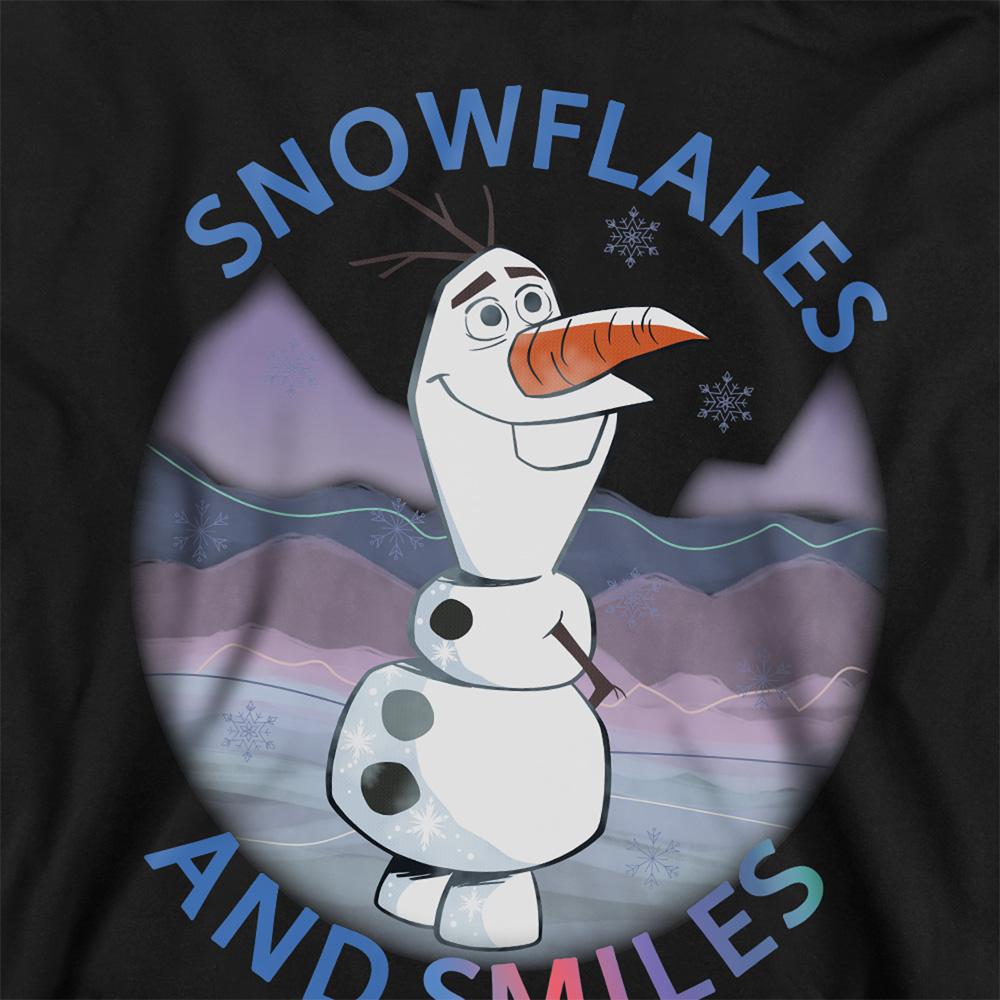 Black - Back - Frozen Childrens-Kids Snowflakes And Smiles Olaf Pullover Hoodie