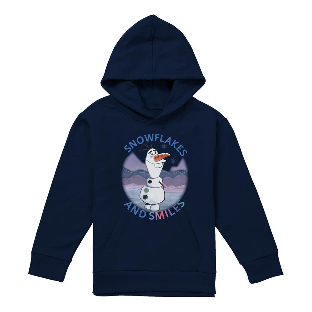 Navy - Front - Frozen Childrens-Kids Snowflakes And Smiles Olaf Pullover Hoodie
