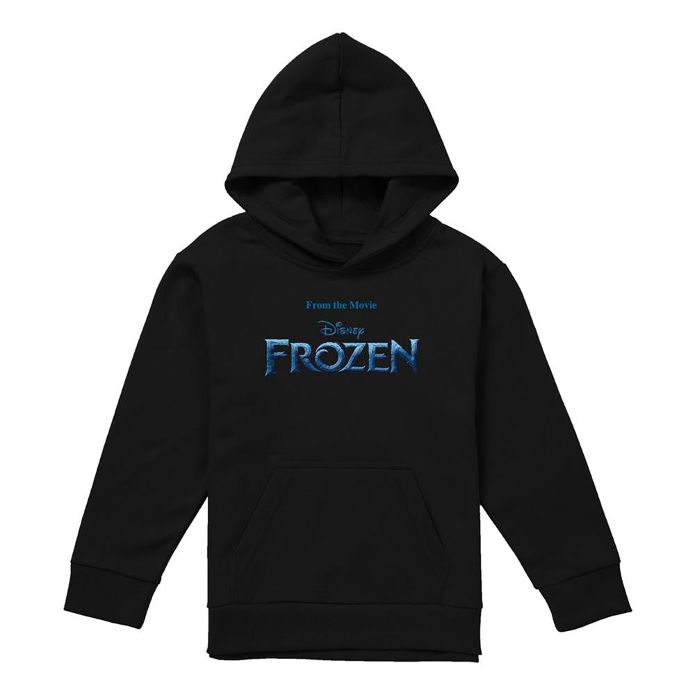 Black - Front - Frozen Childrens-Kids Logo Pullover Hoodie
