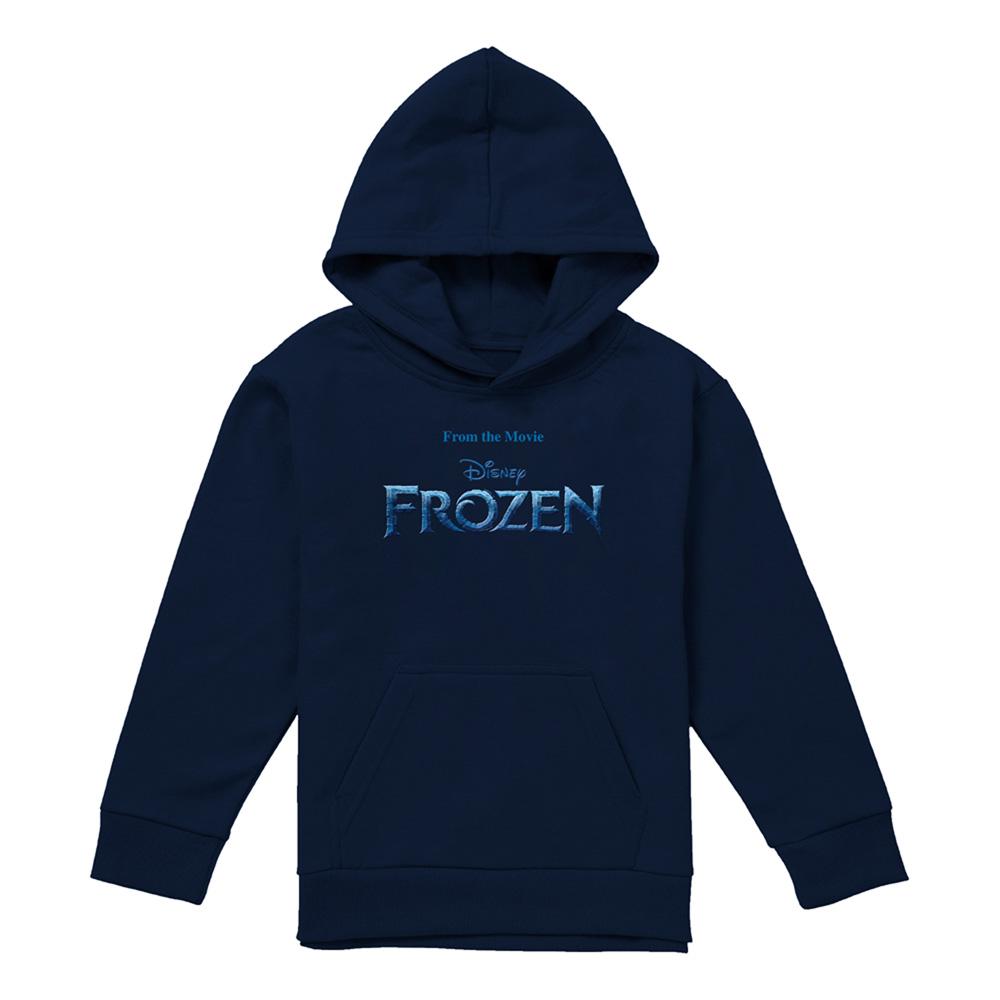 Navy - Front - Frozen Childrens-Kids Logo Pullover Hoodie