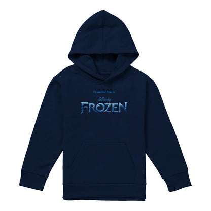 Navy - Front - Frozen Childrens-Kids Logo Pullover Hoodie