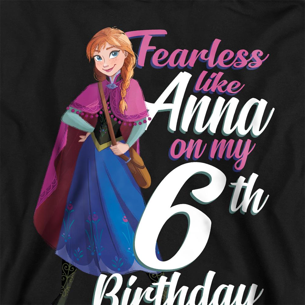 Black - Back - Frozen Childrens-Kids Fearless Like Anna 6th Birthday Pullover Hoodie