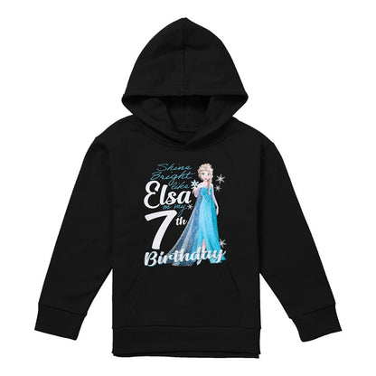 Athletic Heather - Front - Frozen Childrens-Kids Bright Like Elsa Heather 7th Birthday Pullover Hoodie