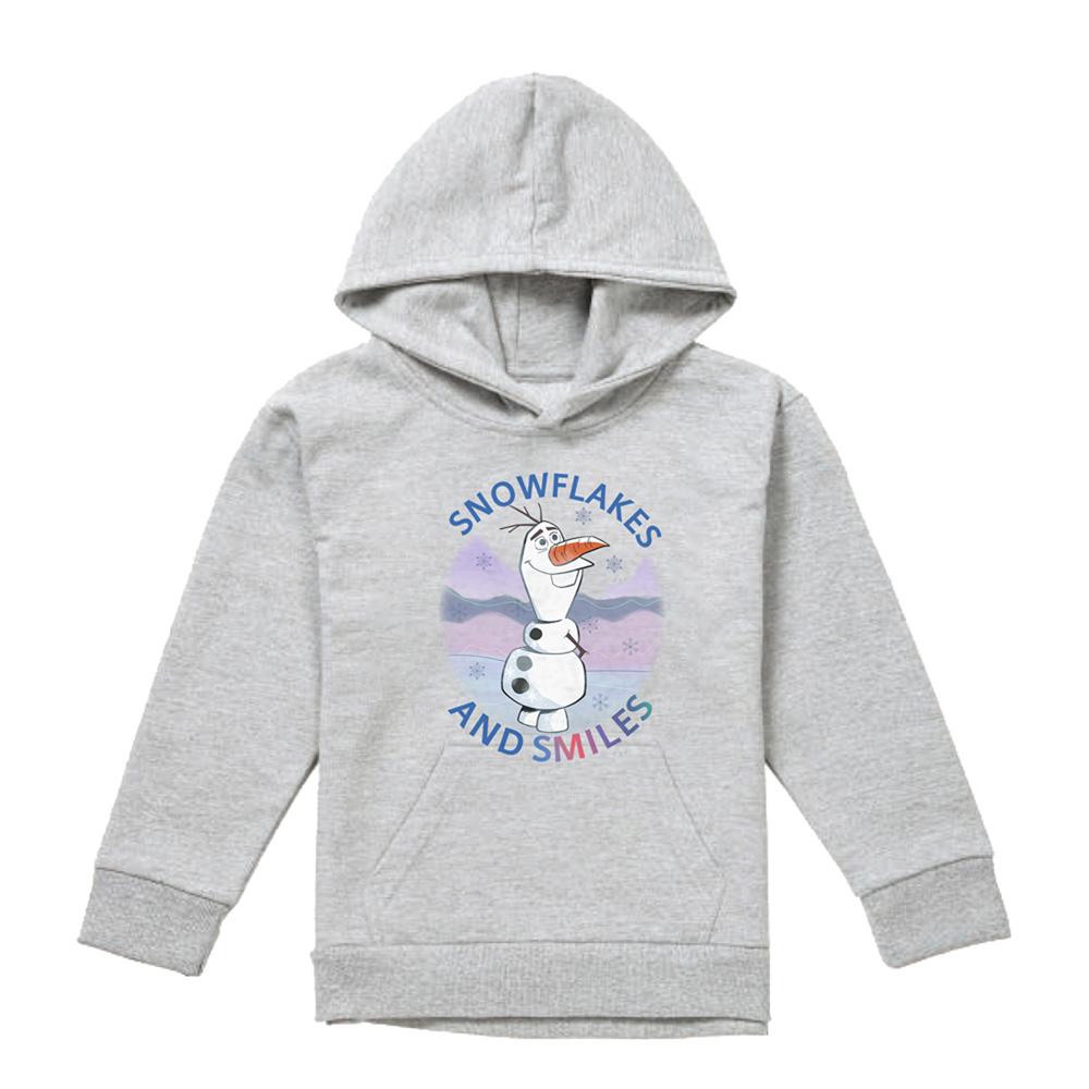 Athletic Heather - Front - Frozen Childrens-Kids Snowflakes And Smiles Olaf Heather Pullover Hoodie