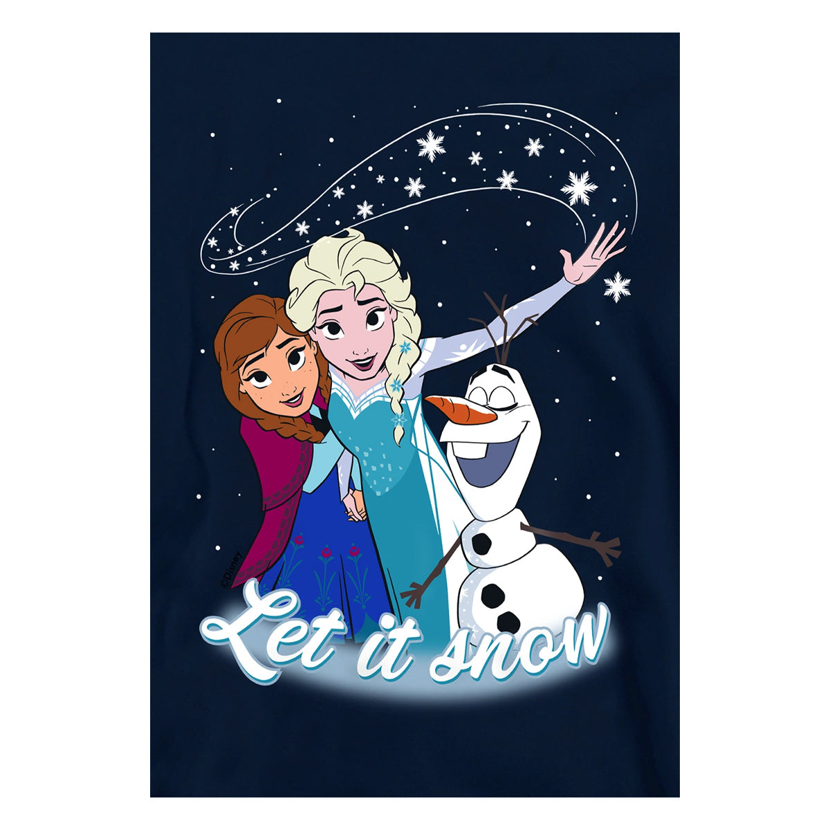 Navy - Side - Frozen Childrens-Kids Let It Snow Elsa Anna Olaf Pullover Hoodie