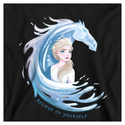 Black - Side - Frozen Childrens-Kids Believe In Yourself Elsa & Nokk Pullover Hoodie