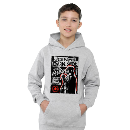 Athletic Heather - Lifestyle - Star Wars Childrens-Kids Join The Dark Side Poster Heather Hoodie