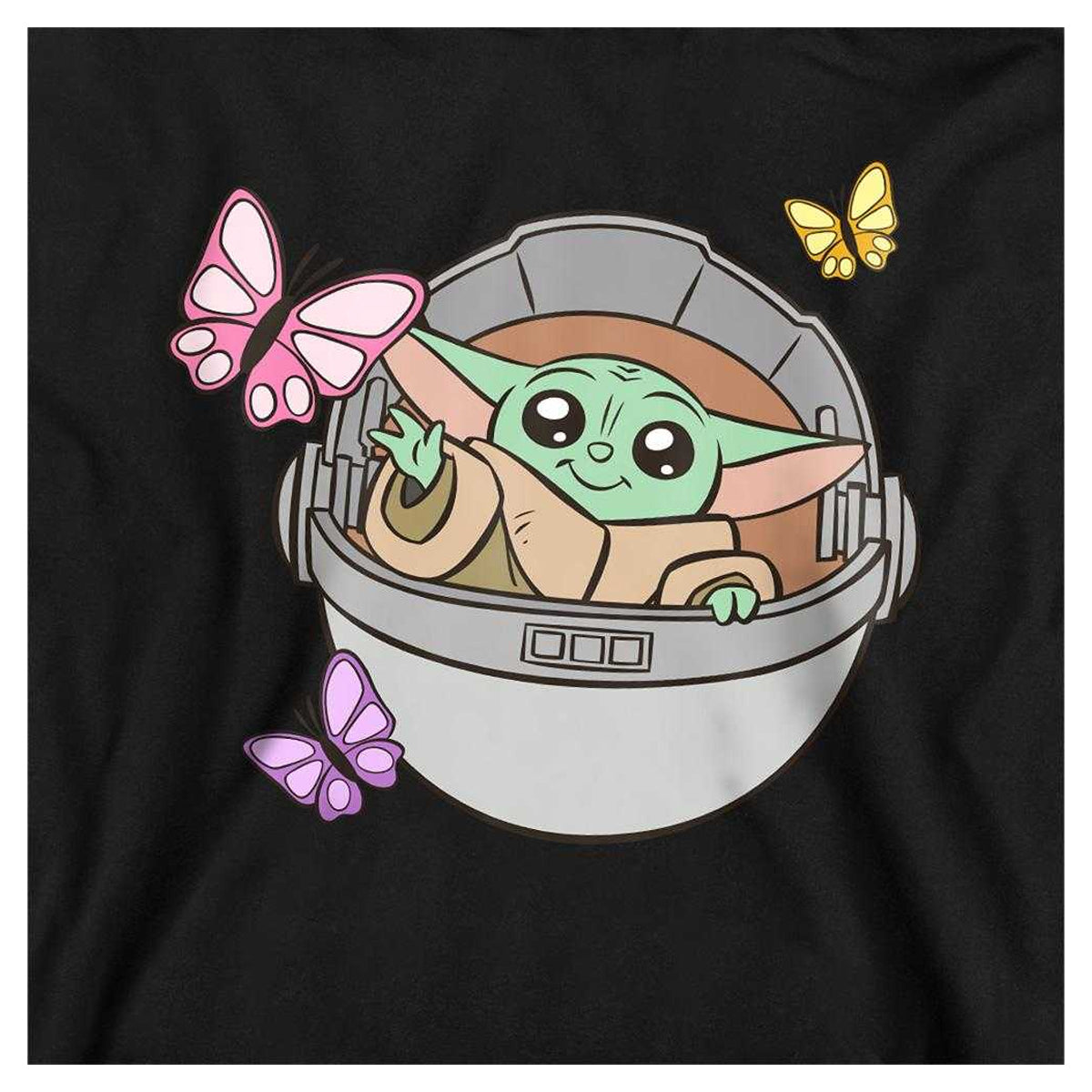 Black - Side - Star Wars The Mandalorian Childrens-Kids Grogu Butterflies Hoodie