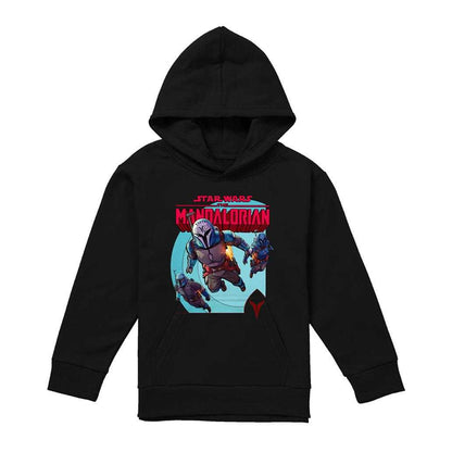 Black - Front - Star Wars The Mandalorian Childrens-Kids Attack Hoodie