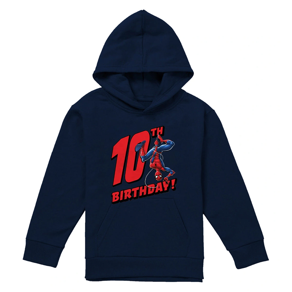 Navy - Front - Spider-Man Childrens-Kids 10th Birthday Hoodie