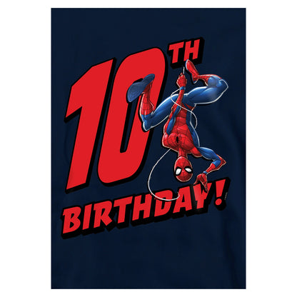 Navy - Side - Spider-Man Childrens-Kids 10th Birthday Hoodie