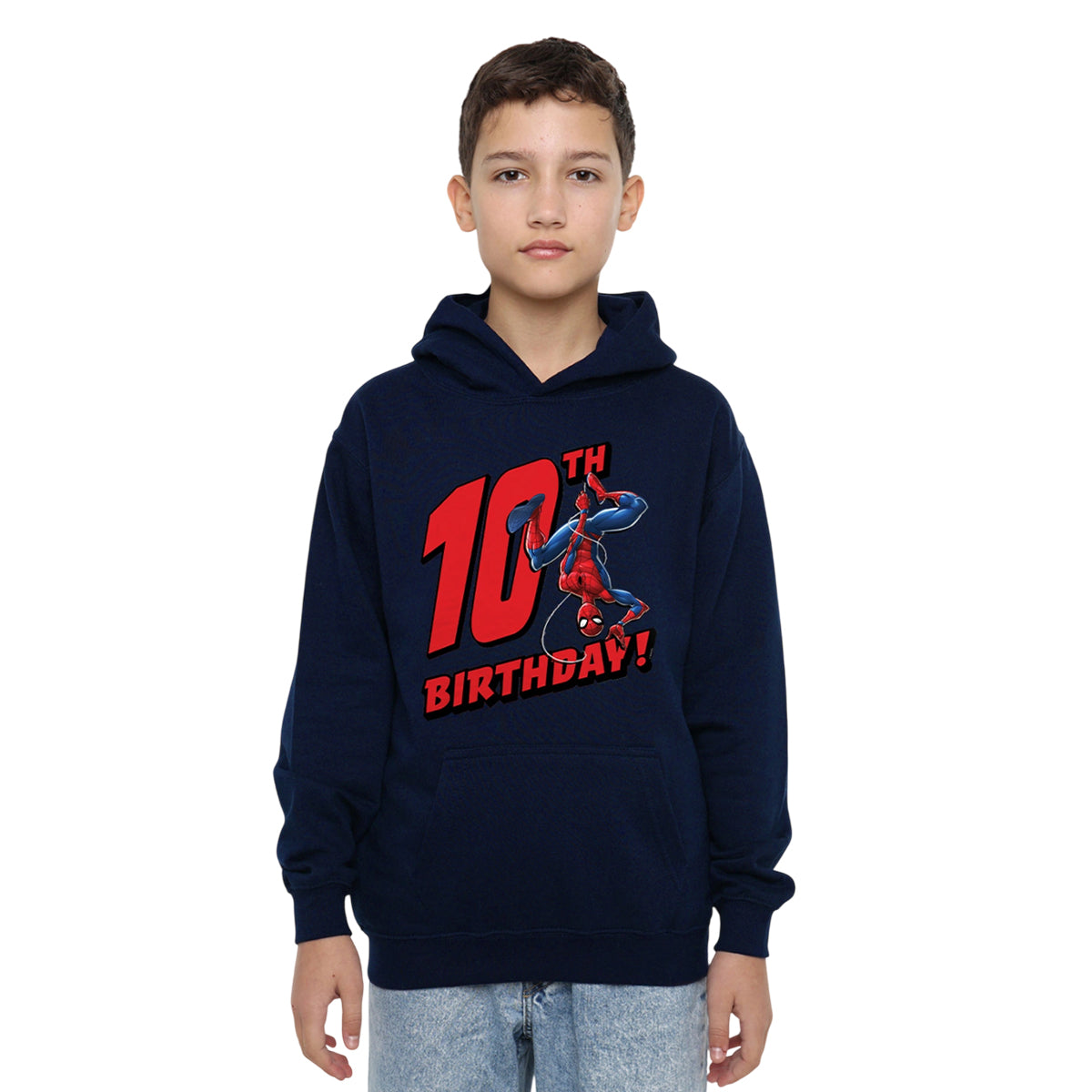 Navy - Lifestyle - Spider-Man Childrens-Kids 10th Birthday Hoodie