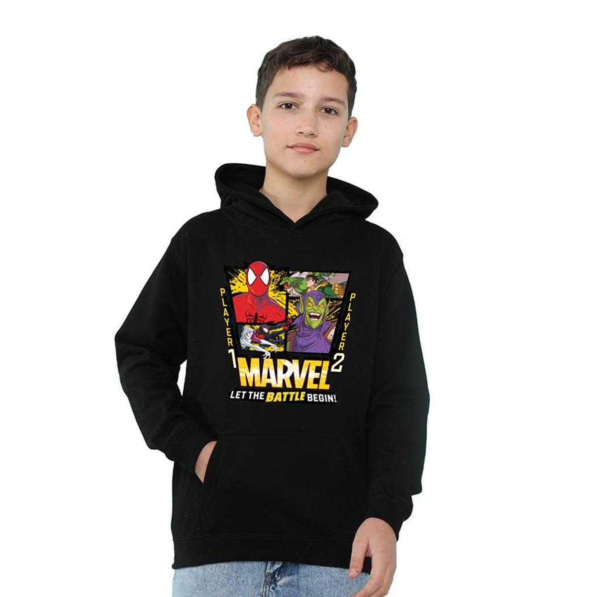 Athletic Heather - Lifestyle - Spider-Man Childrens-Kids Let The Battle Begin Heather Pull Over Hoodie