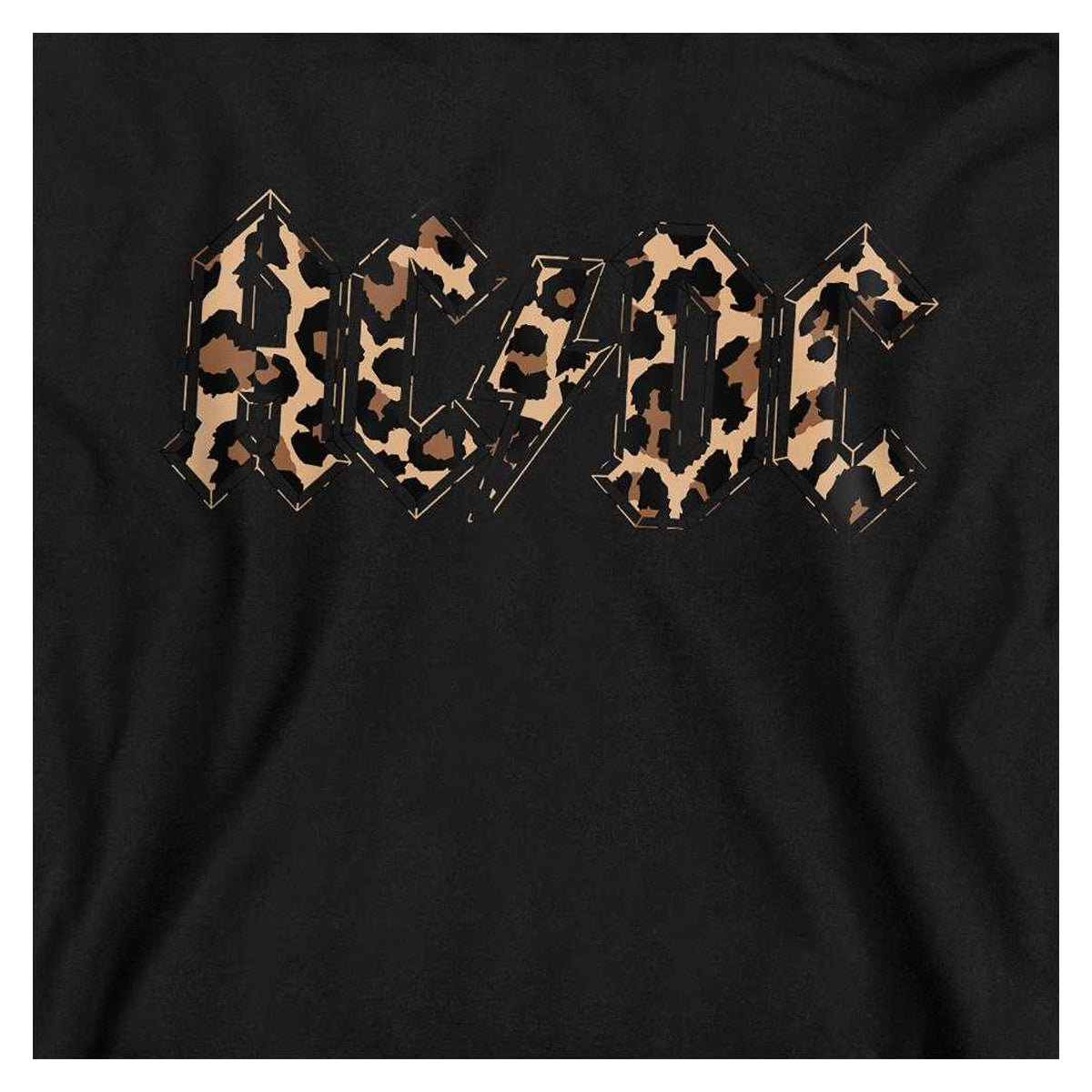 Black - Side - AC-DC Childrens-Kids Leopard Print Pull Over Hoodie