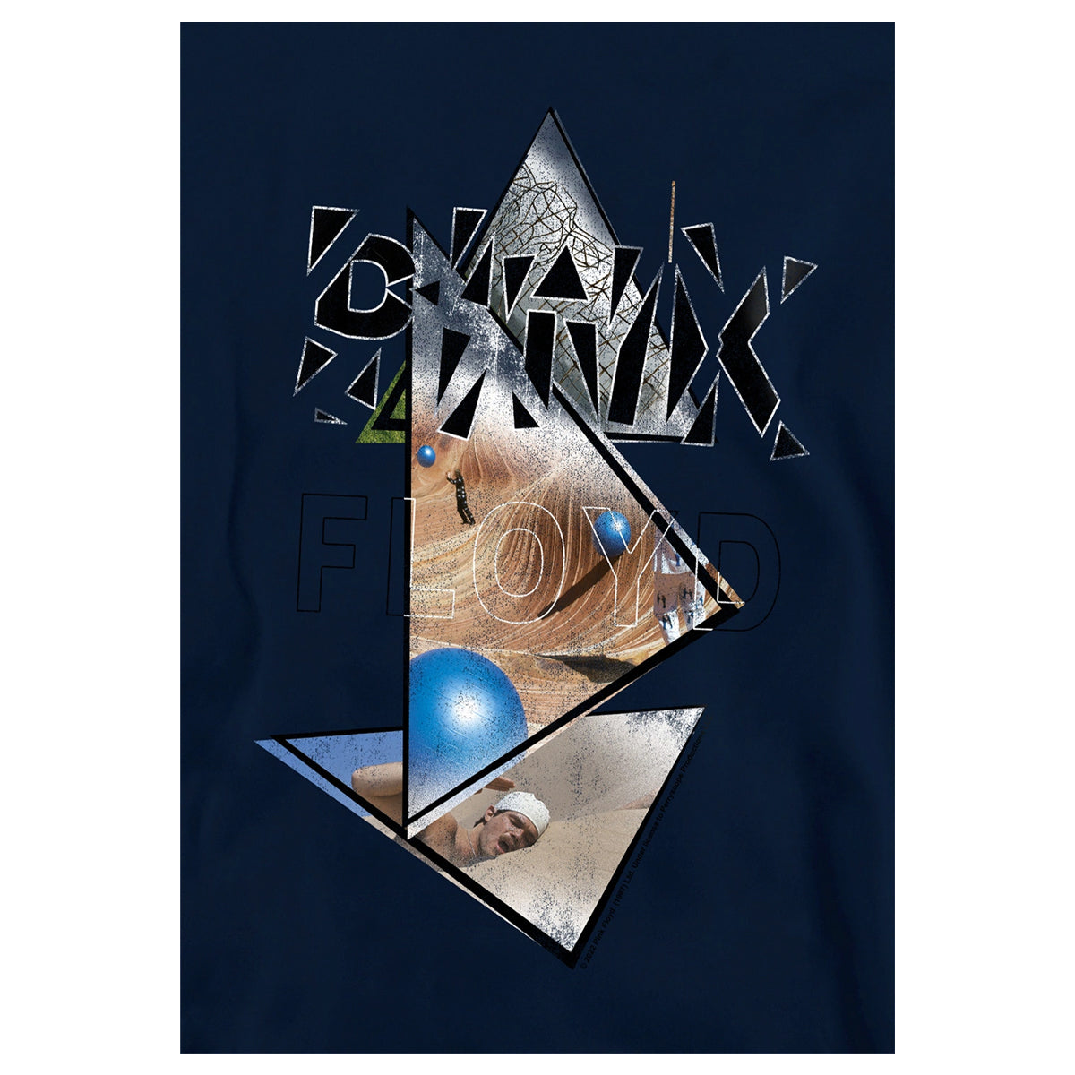 Navy - Side - Pink Floyd Childrens-Kids Triangle Frames Pull Over Hoodie