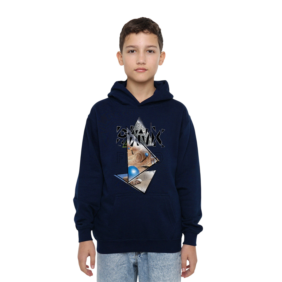 Navy - Lifestyle - Pink Floyd Childrens-Kids Triangle Frames Pull Over Hoodie