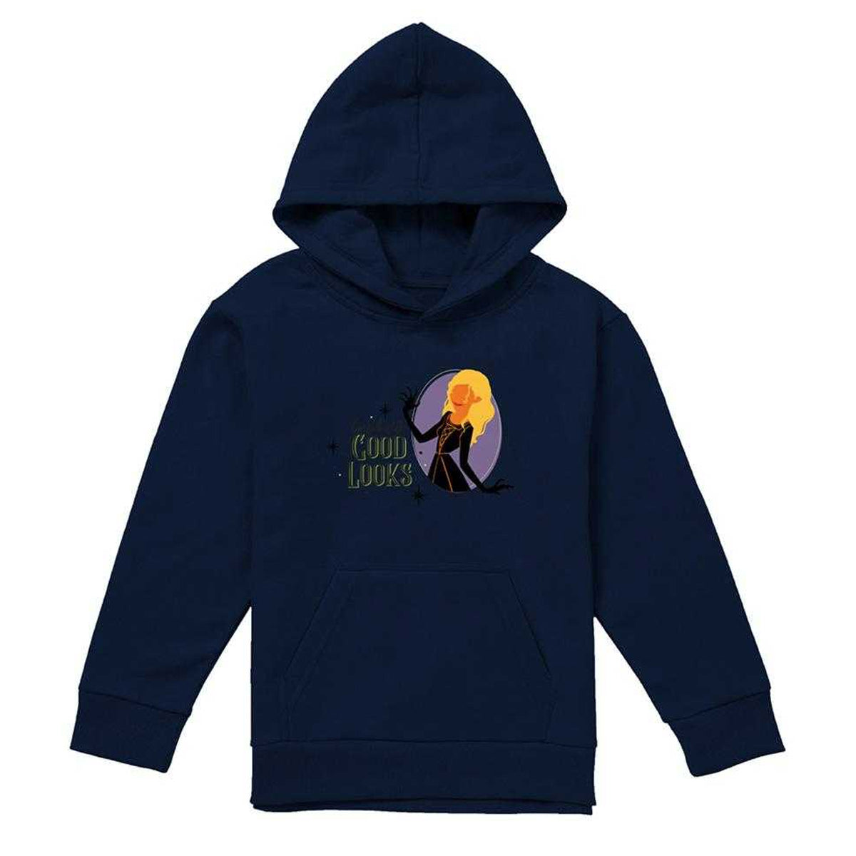 Navy - Front - Hocus Pocus Childrens-Kids Sarah Is Cursed With Good Looks Hoodie