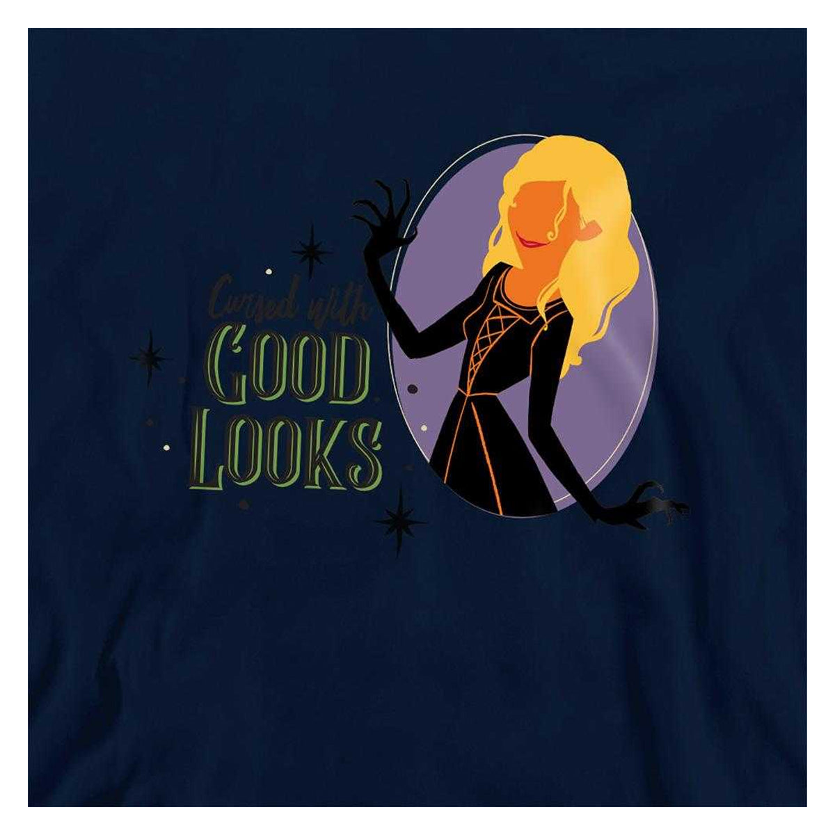 Navy - Side - Hocus Pocus Childrens-Kids Sarah Is Cursed With Good Looks Hoodie