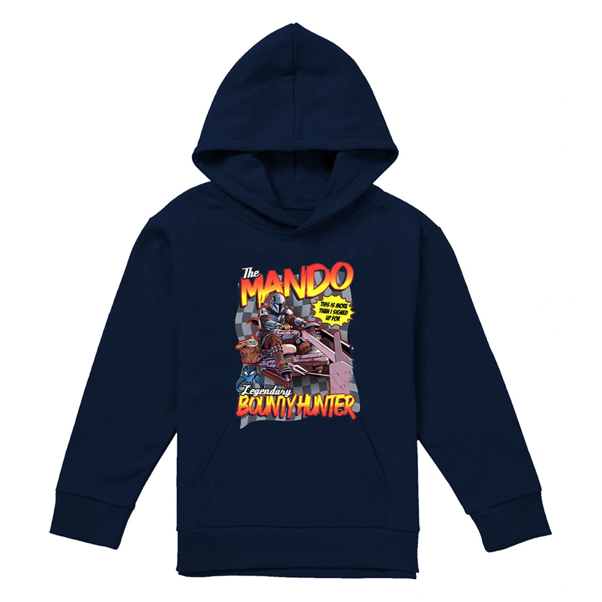 Navy - Front - Star Wars The Mandalorian Childrens-Kids Bounty Hunter Speed Bike Hoodie