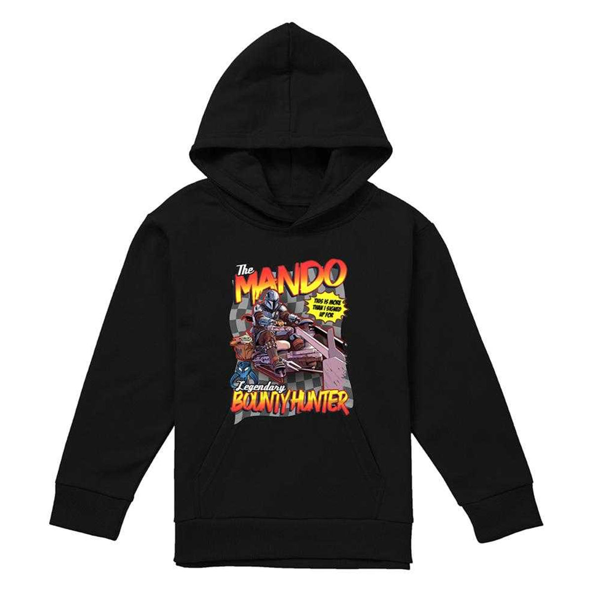 Black - Front - Star Wars The Mandalorian Childrens-Kids Bounty Hunter Speed Bike Hoodie
