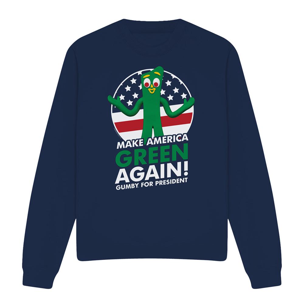 Navy - Front - Gumby Unisex Adult For President Sweatshirt