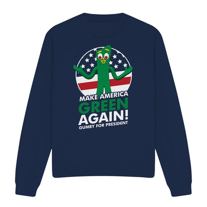 Navy - Front - Gumby Unisex Adult For President Sweatshirt