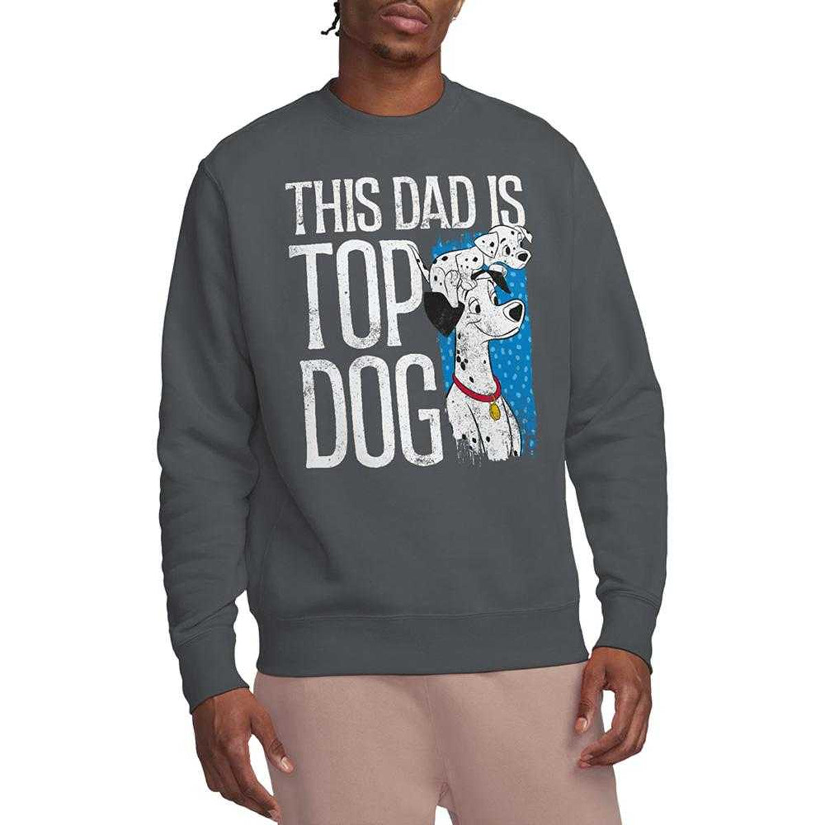 Light Graphite - Lifestyle - 101 Dalmatians Unisex Adult This Dad Is Top Dog Sweatshirt