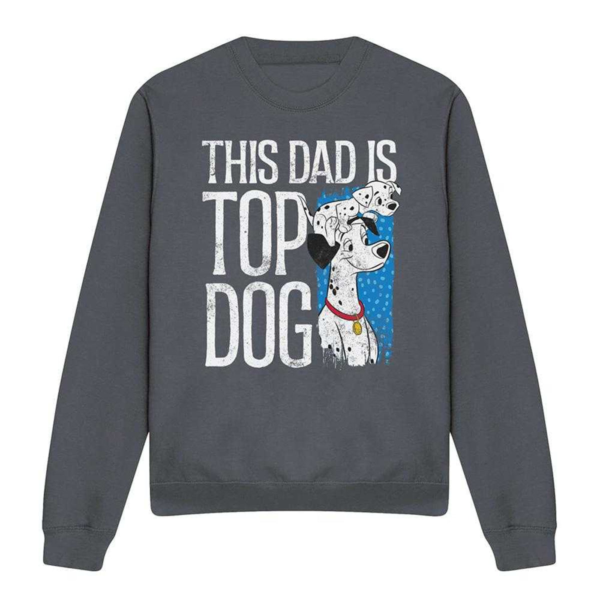 Light Graphite - Front - 101 Dalmatians Unisex Adult This Dad Is Top Dog Sweatshirt