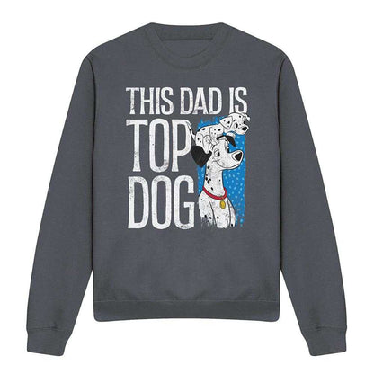 Light Graphite - Front - 101 Dalmatians Unisex Adult This Dad Is Top Dog Sweatshirt