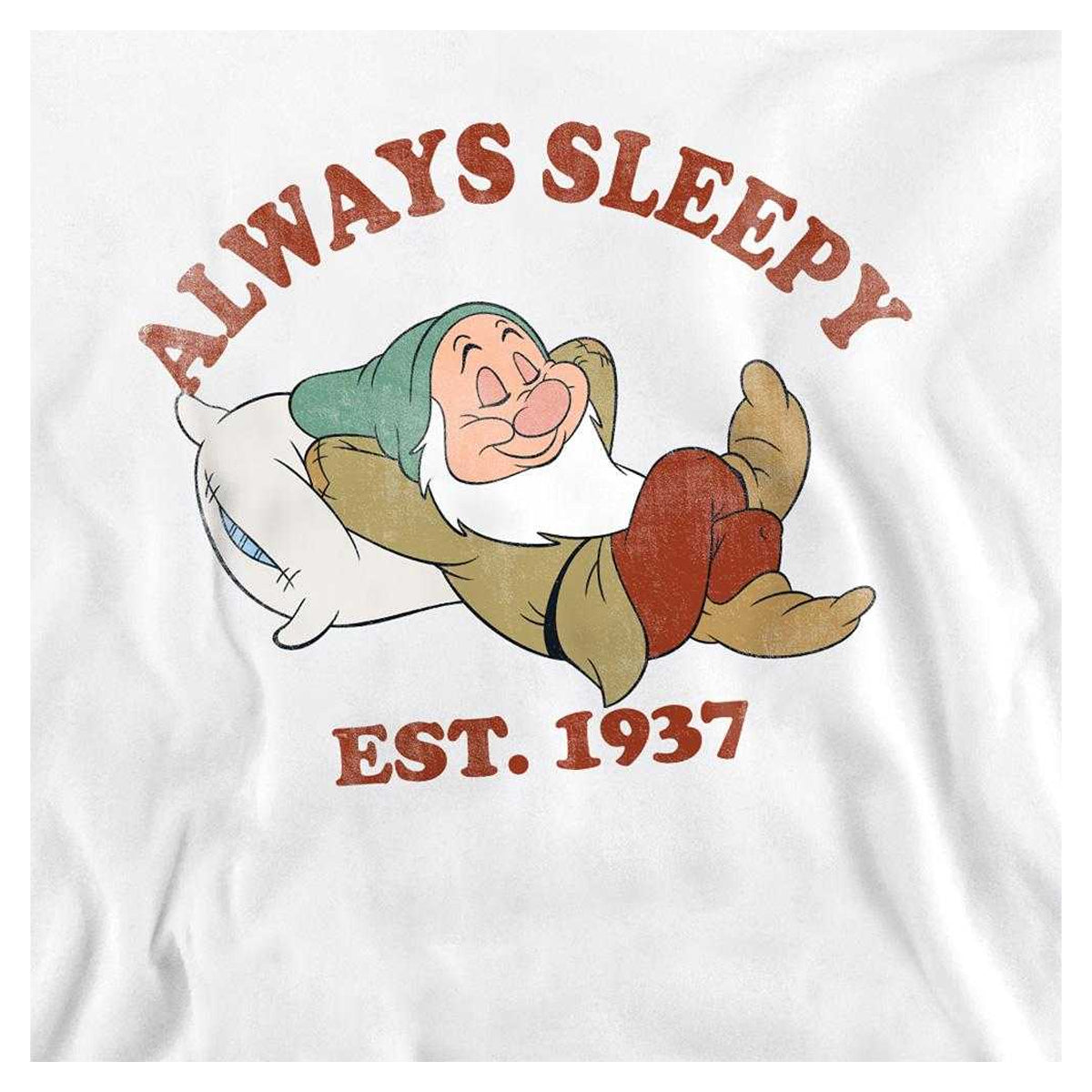 White - Side - Snow White And The Seven Dwarfs Mens Always Sleepy 1937 Sleepy Sweatshirt