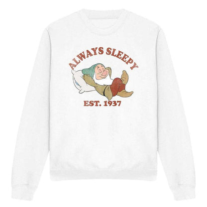 White - Front - Snow White And The Seven Dwarfs Mens Always Sleepy 1937 Sleepy Sweatshirt