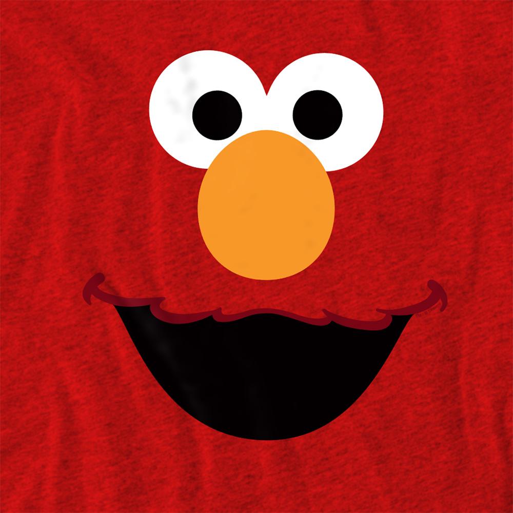Red - Side - Sesame Street Unisex Adult Elmo Face Heather T-Shirt