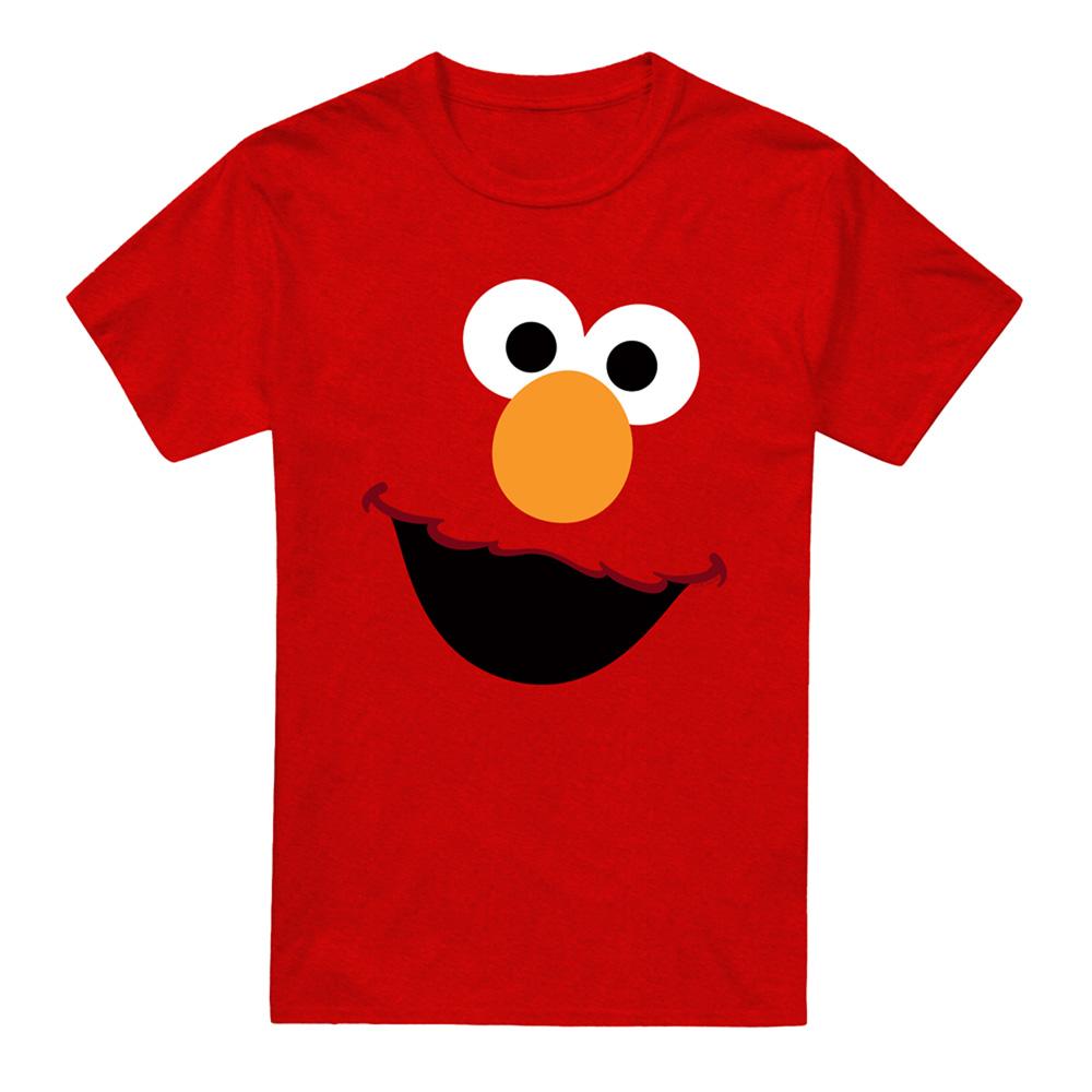 Red - Front - Sesame Street Unisex Adult Elmo Face Heather T-Shirt
