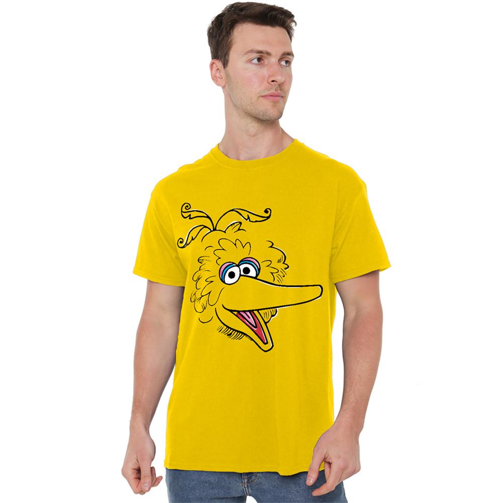 Yellow - Side - Sesame Street Unisex Adult Big Bird Sketch Face T-Shirt