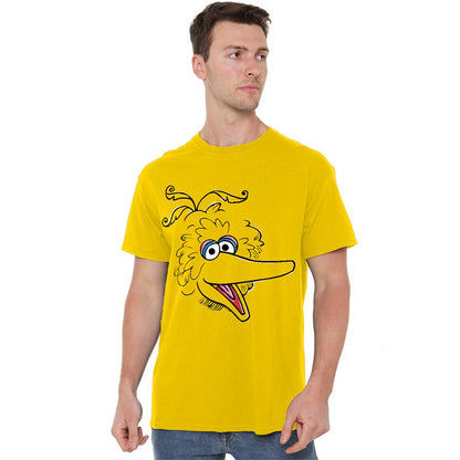 Yellow - Side - Sesame Street Unisex Adult Big Bird Sketch Face T-Shirt