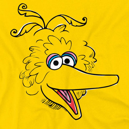 Yellow - Lifestyle - Sesame Street Unisex Adult Big Bird Sketch Face T-Shirt