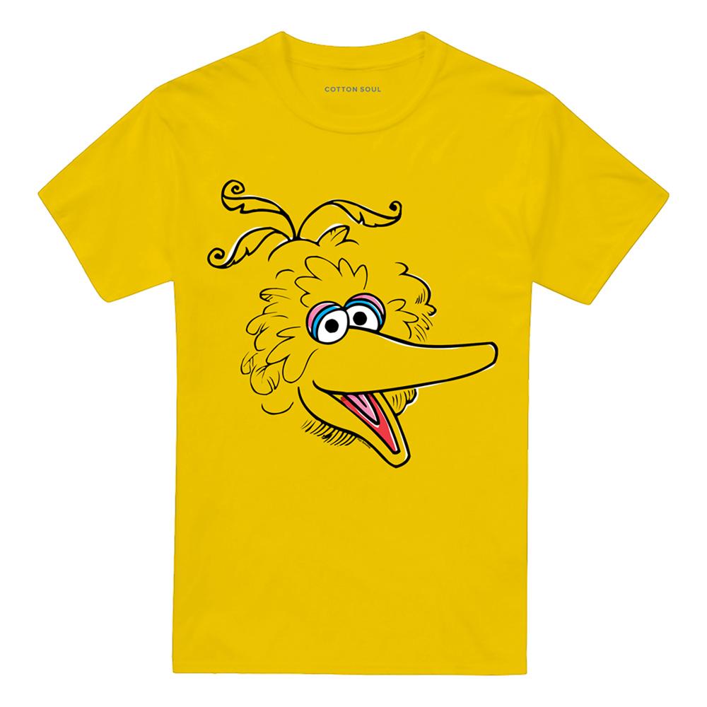Yellow - Front - Sesame Street Unisex Adult Big Bird Sketch Face T-Shirt