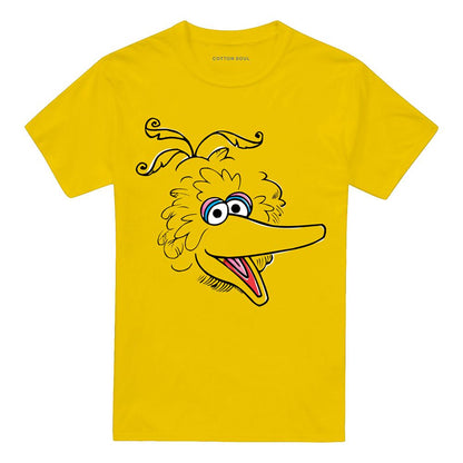 Yellow - Front - Sesame Street Unisex Adult Big Bird Sketch Face T-Shirt