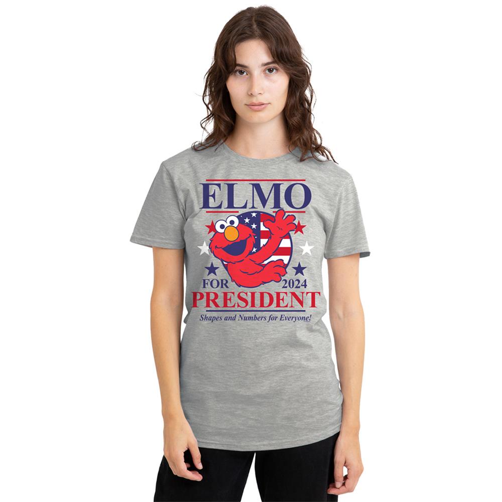 Athletic - Lifestyle - Sesame Street Womens-Ladies For President 2024 Elmo Heather T-Shirt
