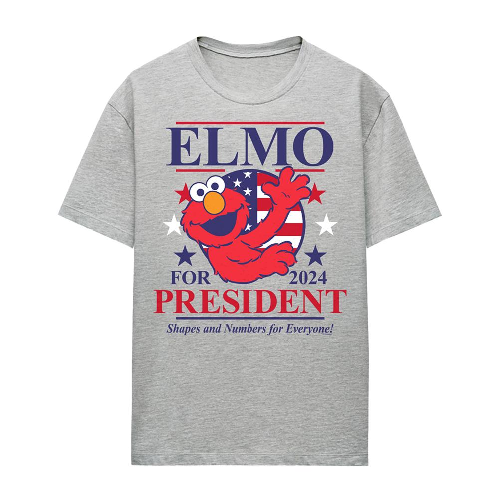 Athletic - Front - Sesame Street Womens-Ladies For President 2024 Elmo Heather T-Shirt