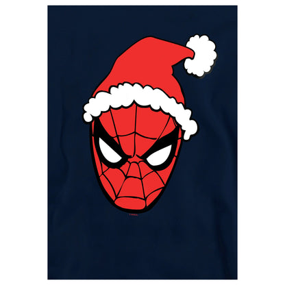 Navy - Side - Spider-Man Childrens-Kids Santa Hat Pull Over Hoodie