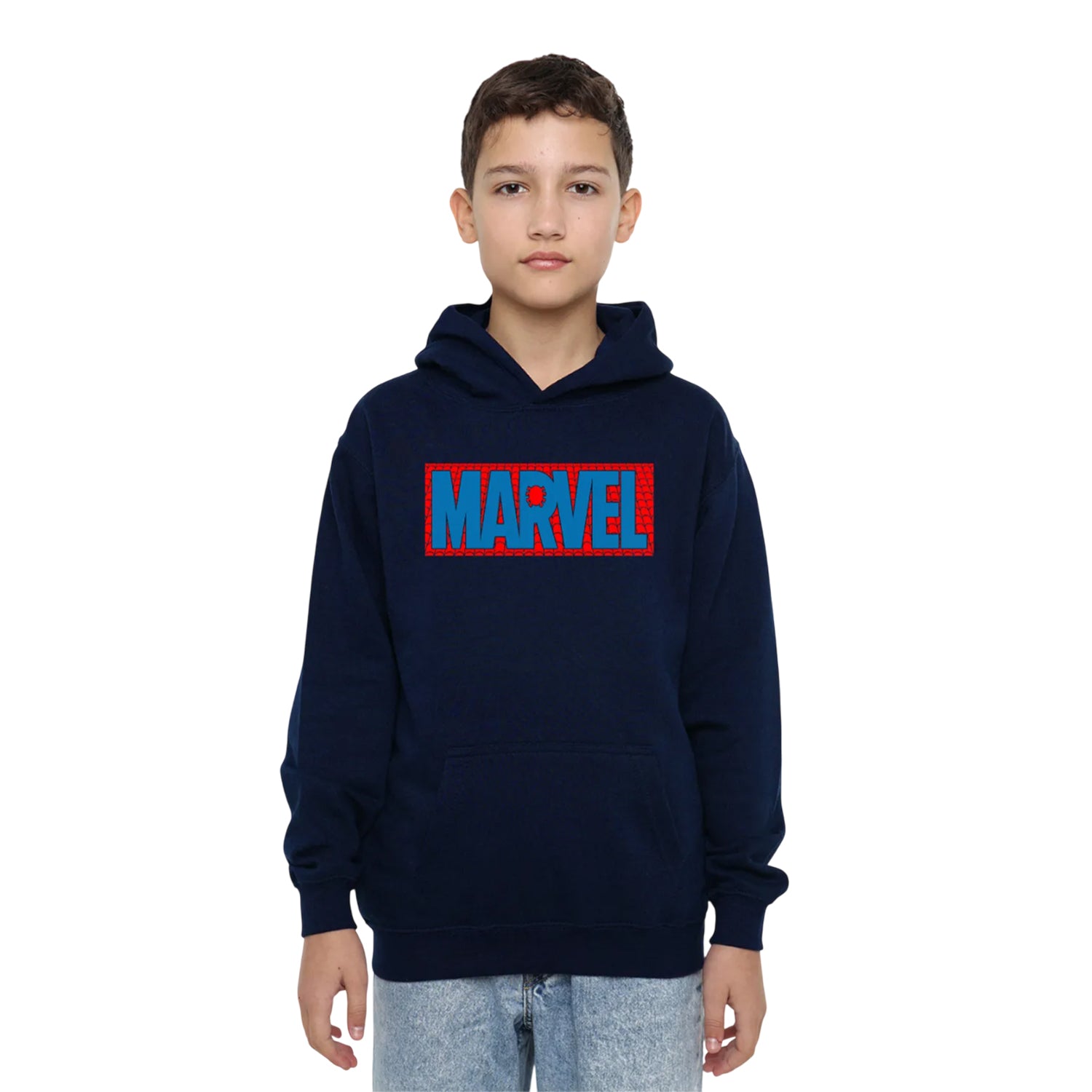 Navy - Lifestyle - Spider-Man Childrens-Kids Brick Logo Hoodie