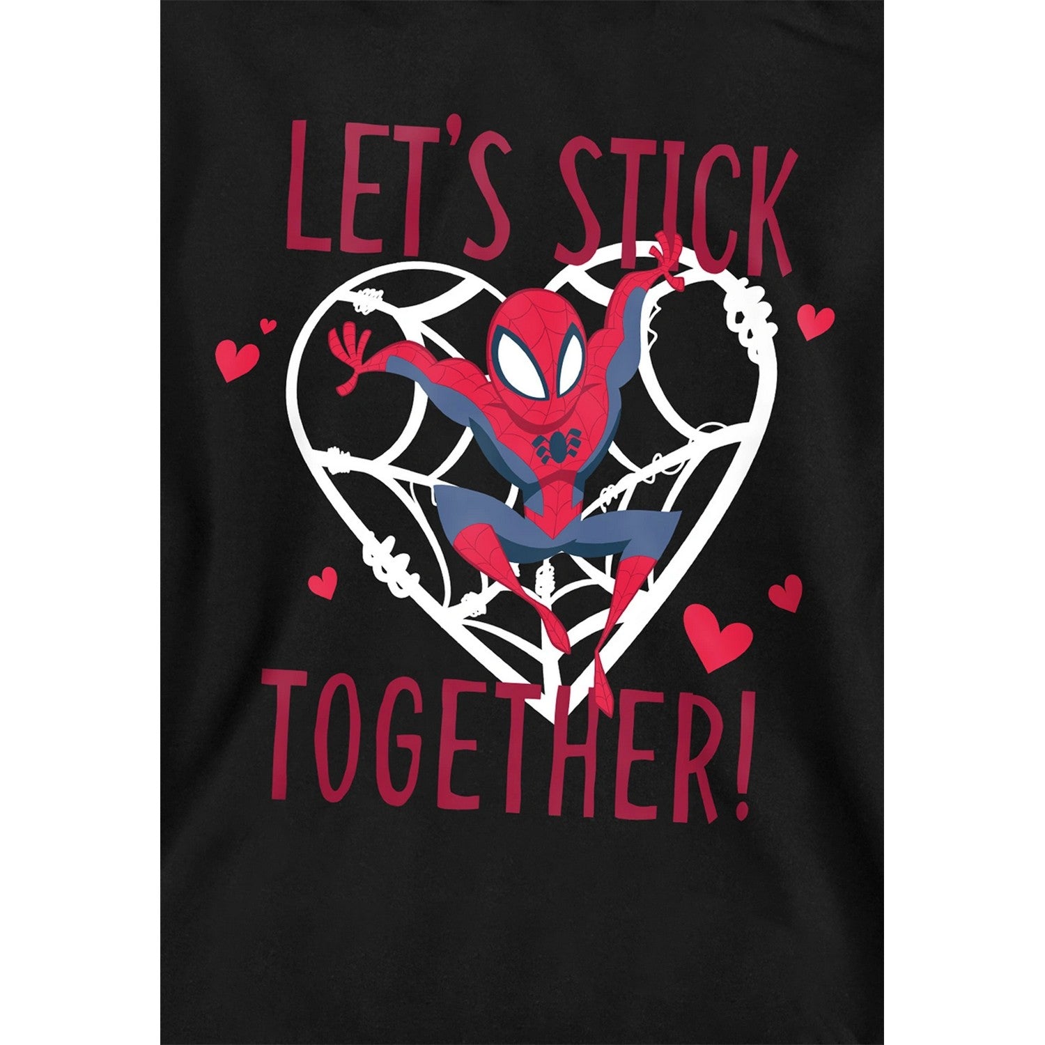 Black - Side - Spider-Man Childrens-Kids Let´s Stick Together Pull Over Valentine`s Day Hoodie
