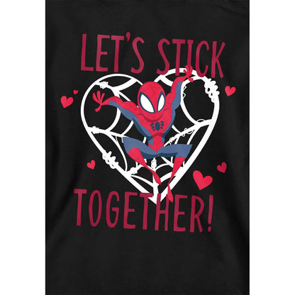 Black - Side - Spider-Man Childrens-Kids Let´s Stick Together Pull Over Valentine`s Day Hoodie