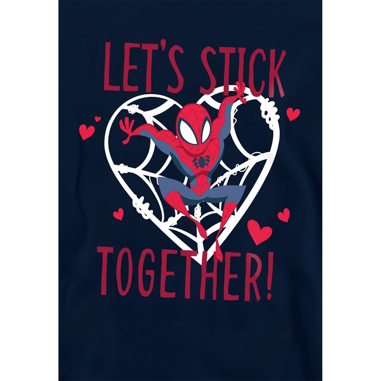 Navy - Side - Spider-Man Childrens-Kids Let´s Stick Together Pull Over Valentine`s Day Hoodie