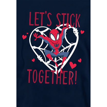 Navy - Side - Spider-Man Childrens-Kids Let´s Stick Together Pull Over Valentine`s Day Hoodie
